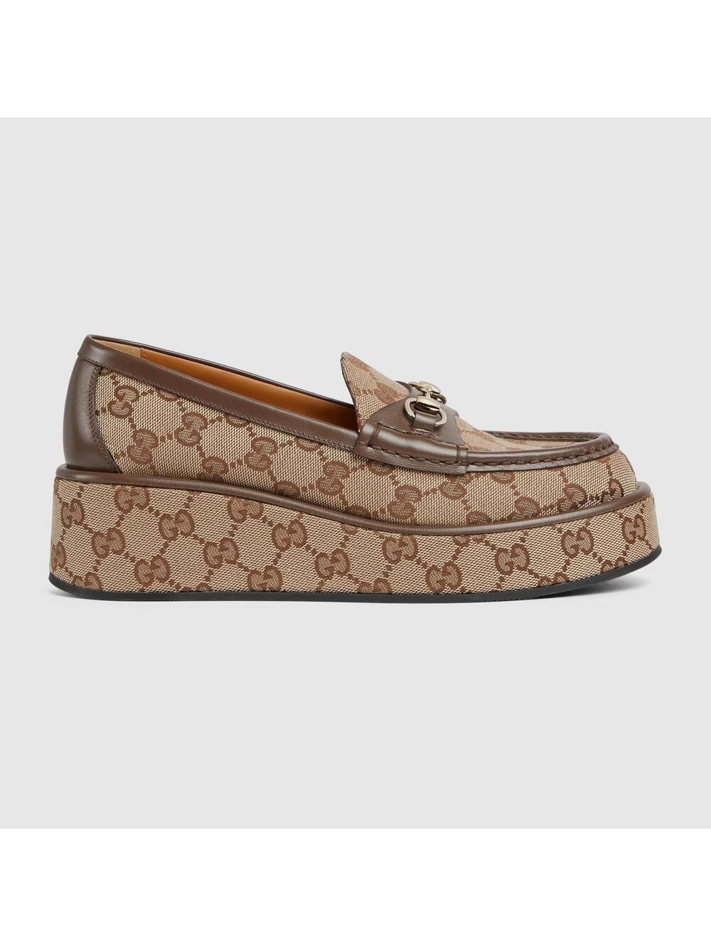 Gucci Horsebit GG Canvas Wedge Loafers (Please request your size for purchasing)